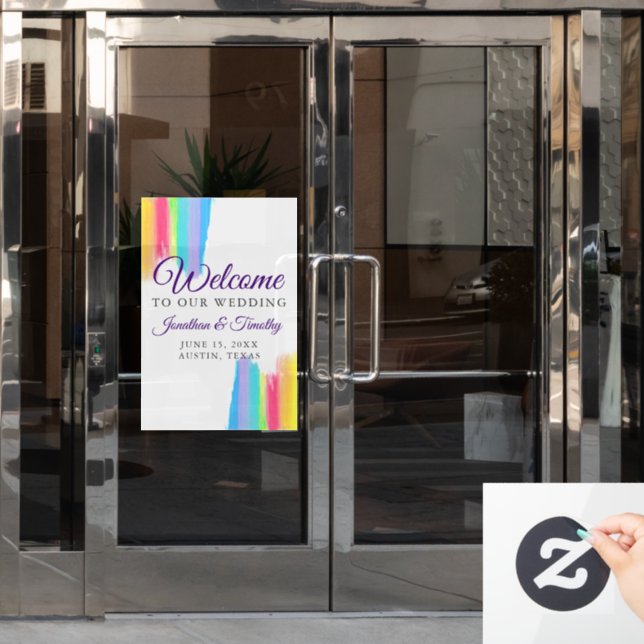 Vinilos Para Cristales Arcoiris Elegante bienvenida a nuestro Boda (Puerta de oficina)