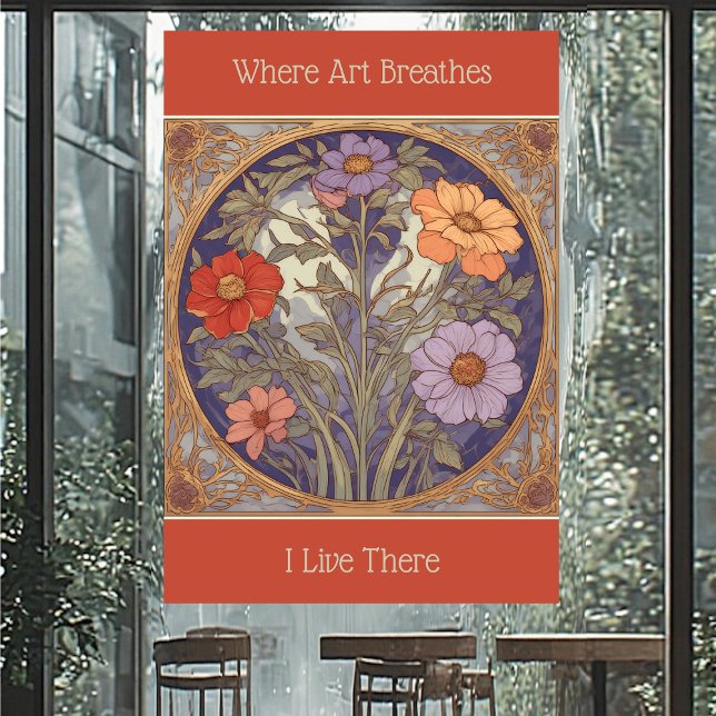 Vinilos Para Cristales Art Nouveau Floral Fall Spring Where Art Breathes  (Art Nouveau Floral Fall Spring Where Art Breathes Window Cling)