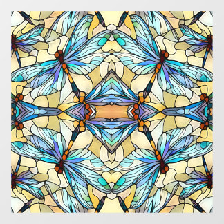 Vinilos Para Cristales Art Nouveau Libélula Colorida Vidrio Pintado Falso