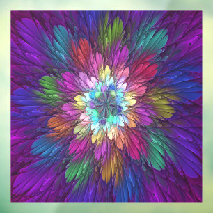 Vinilos Para Cristales Arte abstracto fractal de flor psicodélica colorid
