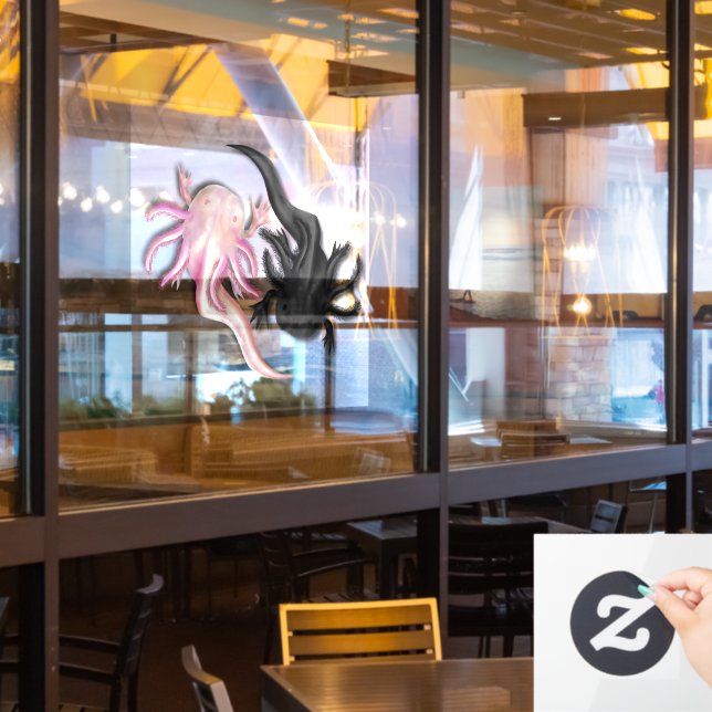 Vinilos Para Cristales Arte de Axolotts en blanco y negro (ventana del restaurante)