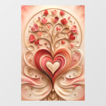 Arte de pared corazón romántico florece árbol rubo