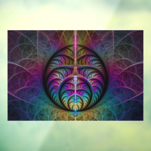 Vinilos Para Cristales Arte fractal colorido con estampado trippy