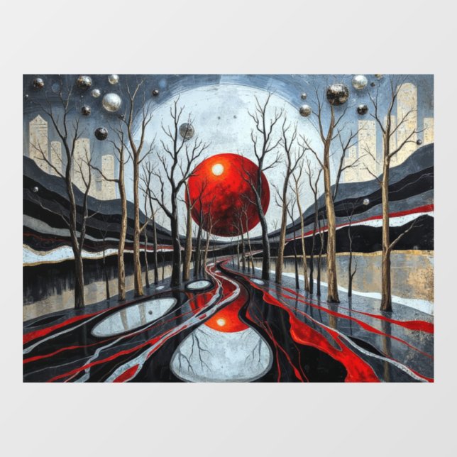 Vinilos Para Cristales Arte paisajístico minimalista Sunset (Hoja)