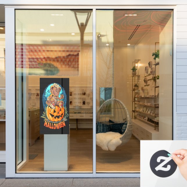 Vinilos Para Cristales Asesino Teddy Bear Halloween Jack-o-lantern (Ventana de la tienda)