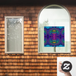 Vinilos Para Cristales Aspecto de vidrio manchado de arco iris Peacock Fr