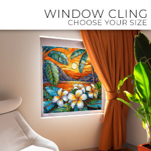 Vinilos Para Cristales Atardecer de la isla naranja Arte de vidrio con ma