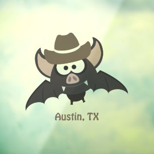 Vinilos Para Cristales Austin Texas Cute Personalizado Cowboy Bat