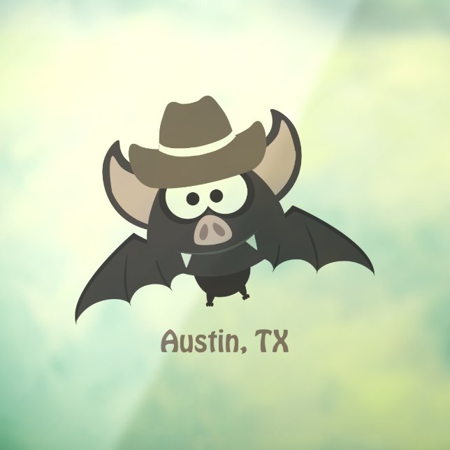 Vinilos Para Cristales Austin Texas Cute Personalizado Cowboy Bat (Hoja 3)