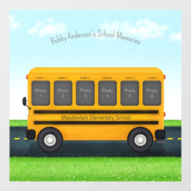 Vinilos Para Cristales Autobús escolar 6 Recuerdos de un Personalizado fo (Hoja)