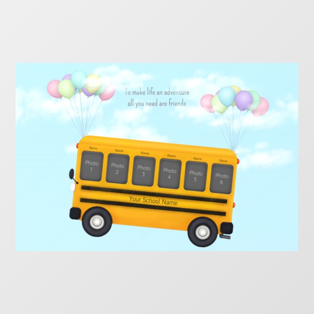 Vinilos Para Cristales Autobús escolar con globos Personalizado 6 Foto (Hoja)