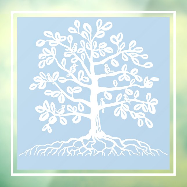 Vinilos Para Cristales Aves en una ventana de árbol (Hoja 3)