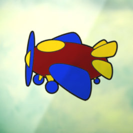 Vinilos Para Cristales Avión de dibujos animados rojo amarillo azul lindo