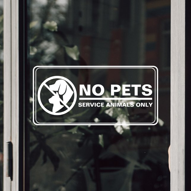 Vinilos Para Cristales Aviso al cliente sobre animales de servicio No se  (No Pets Allowed Service Animal Customer Notice Window Cling)