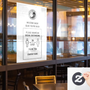 Vinilos Para Cristales Aviso de Reapertura de Logotipo Empresarial con Di