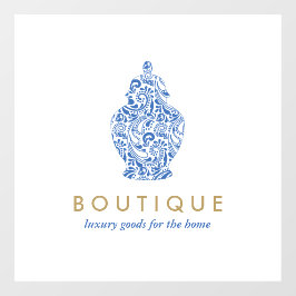 Vinilos Para Cristales Azul Jarrón de Jengibre Logotipo Boutique Diseñado