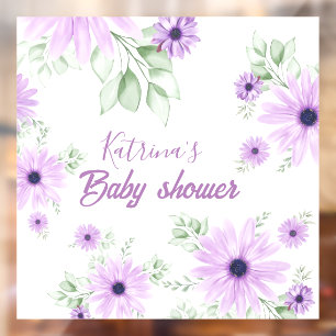 Vinilos Para Cristales Baby Shower de Flores de color de agua violeta per
