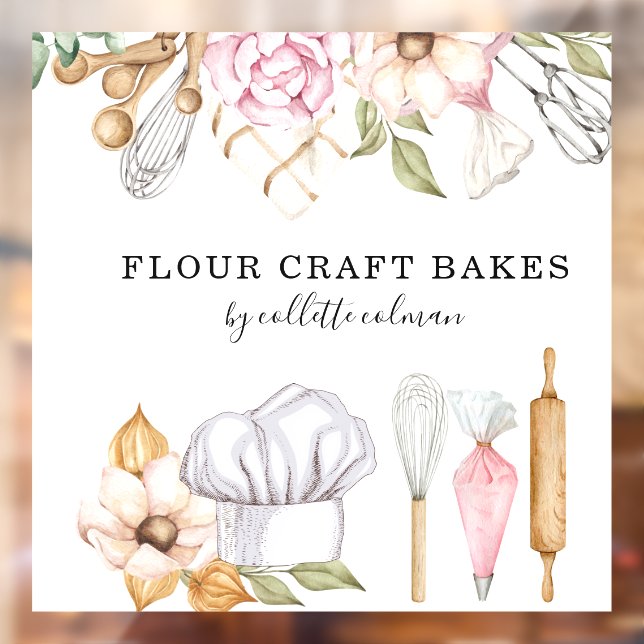 Vinilos Para Cristales Baker Pastry Chef Watercolorear Herramientas (Hoja 2)