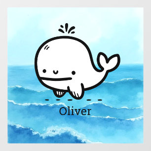 Vinilos Para Cristales Ballena bebé adorable - Kawaii Sea Creature Line A