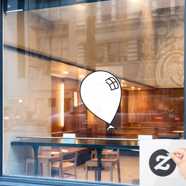 Vinilos Para Cristales Balón blanco feliz (Ventana de cafetería)