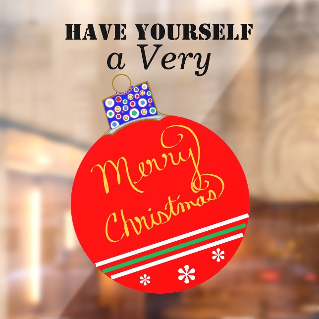 Vinilos Para Cristales Banda de ornamentos de oro rojo Merry estampados n (Hoja 2)