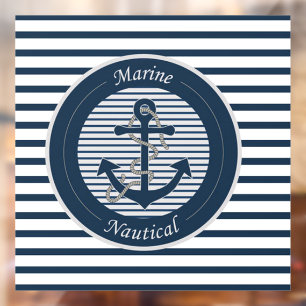 Vinilos Para Cristales Bandas de marinero con ancla y rollo sobre fondo b