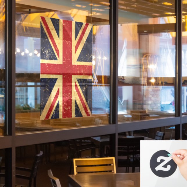 Vinilos Para Cristales Bandera británica Union Jack Vintage (ventana del restaurante)