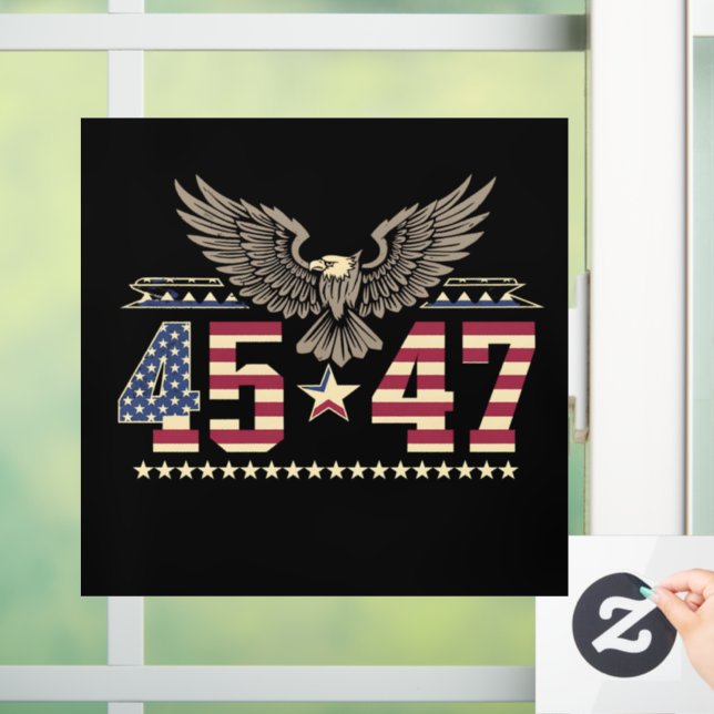 Vinilos Para Cristales Bandera de águila estadounidense de época Trump 45 (Hogar)