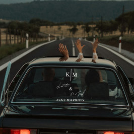 Vinilos Para Cristales Bandera de coche de boda con monograma personaliza