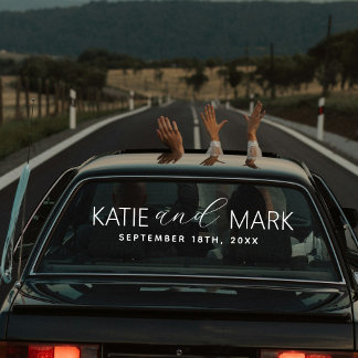 Vinilos Para Cristales Bandera de coche personalizada elegante recién cas