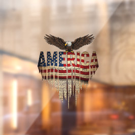 Vinilos Para Cristales Bandera gruesa de Estados Unidos y águila