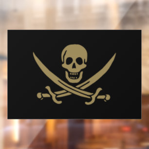 Vinilos Para Cristales Bandera pirata de Calico Jack con calavera y espad
