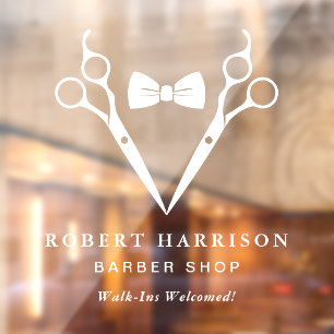 Vinilos Para Cristales Barber Walk-Ins Barbershop White