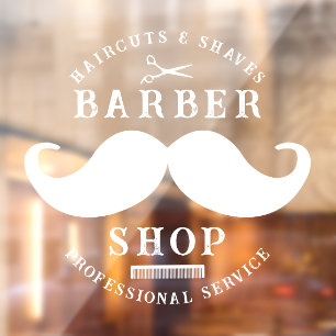 Vinilos Para Cristales Barbería Bigote Estilista Moderno Barbería
