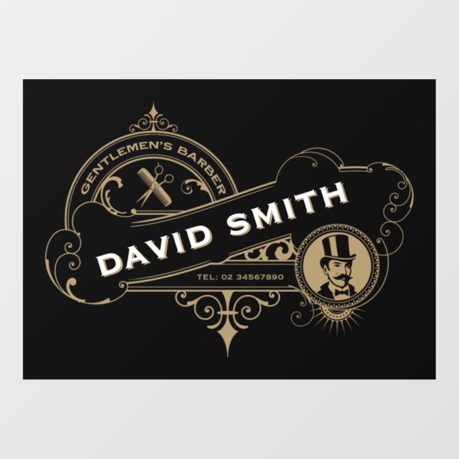 Vinilos Para Cristales Barbería Victoriana de Caballeros (Hoja)