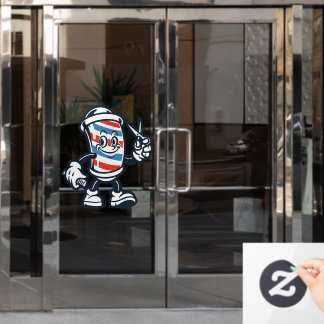 Vinilos Para Cristales Barbershop Cartoon Barber Pole Character