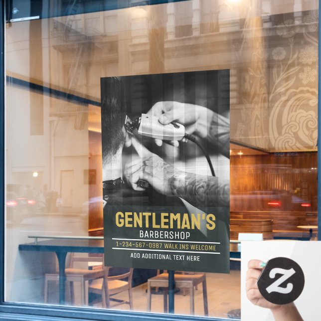 Vinilos Para Cristales Barbershop moderno personalizar Trim blanco y negr (Ventana de cafetería)