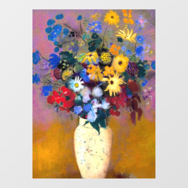 Vinilos Para Cristales Base blanca con flores Odilon Redon (Hoja)