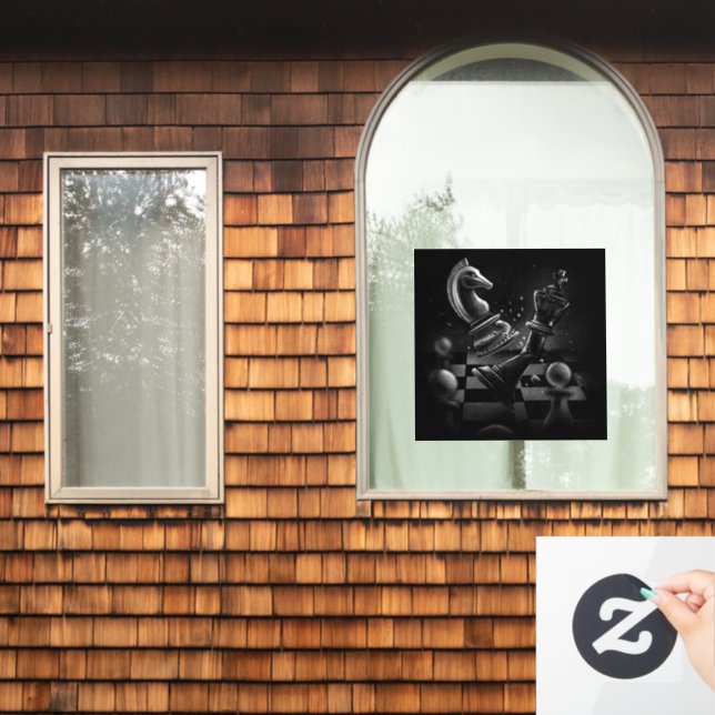 Vinilos Para Cristales Batalla dramática de ajedrez - Caballero vs. cabal (Ventana de inicio)