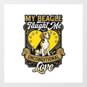 Vinilos Para Cristales Beagle Me Enseñó Amor Incondicional Perro Corazón 