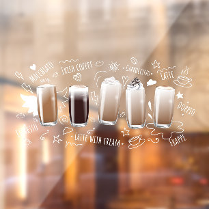 Vinilos Para Cristales Bebidas de Café Anuncio Realista de Cafetería Fren
