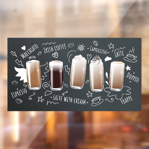 Vinilos Para Cristales Bebidas de Café Pizarra de Cafetería Realista