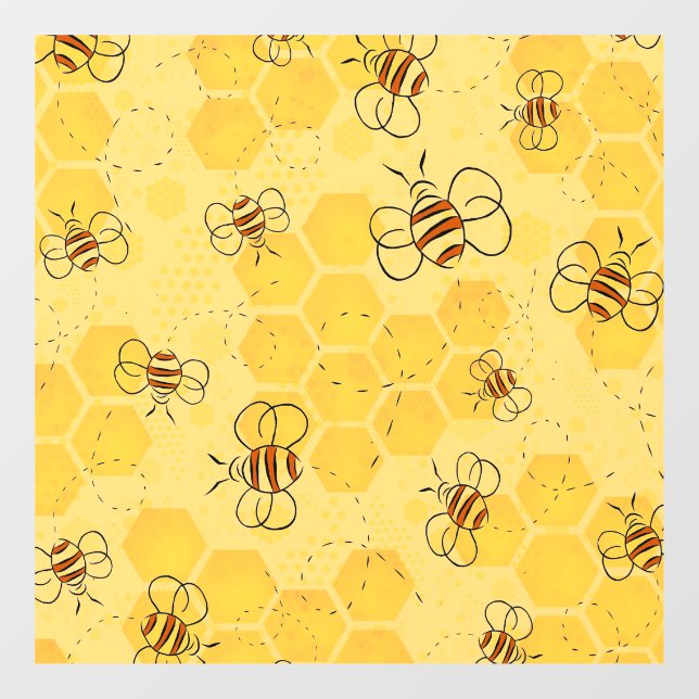 Vinilos Para Cristales Bee Buzzing Honey Bees Cute (Hoja)