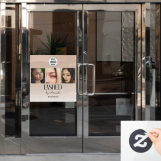 Vinilos Para Cristales Beige Blush Lashed Minimalist Script Photo Logo