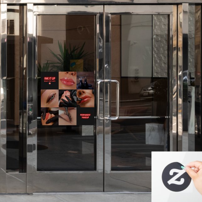 Vinilos Para Cristales Belleza estética oscura Salón permanente de maquil (Puerta de oficina)