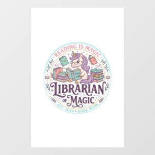 Vinilos Para Cristales Bibliotecario Unicornio de Magia Gráfico de Produc