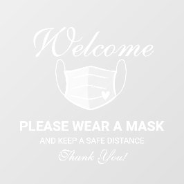 Vinilos Para Cristales Bienvenida comercial de la máscara blanca