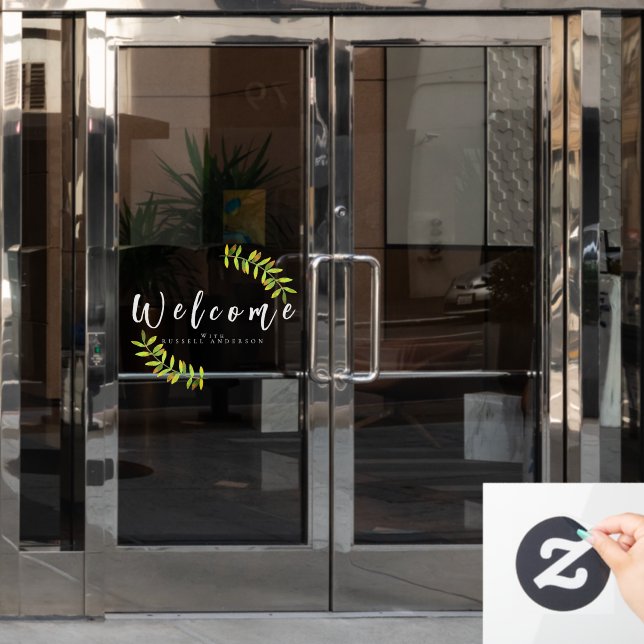 Vinilos Para Cristales Bienvenida minimalista en blanco (Puerta de oficina)