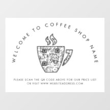 Bienvenido a Coffee Shop Name QR Code Window Cling