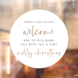 Vinilos Para Cristales Bienvenido a Home Names Merry Christmas White Circ
